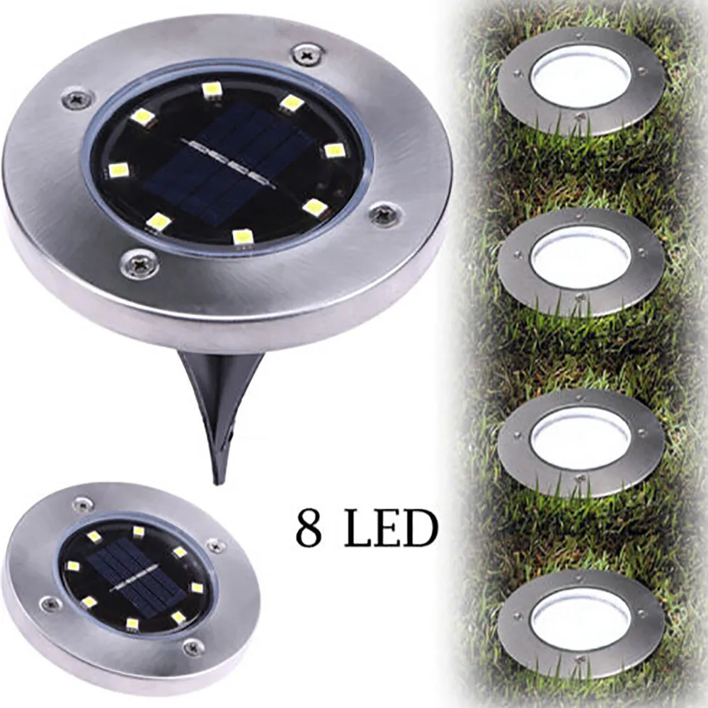 Холодный/теплый белый 8 LED Солнечная энергия похороненный свет наземная лампа