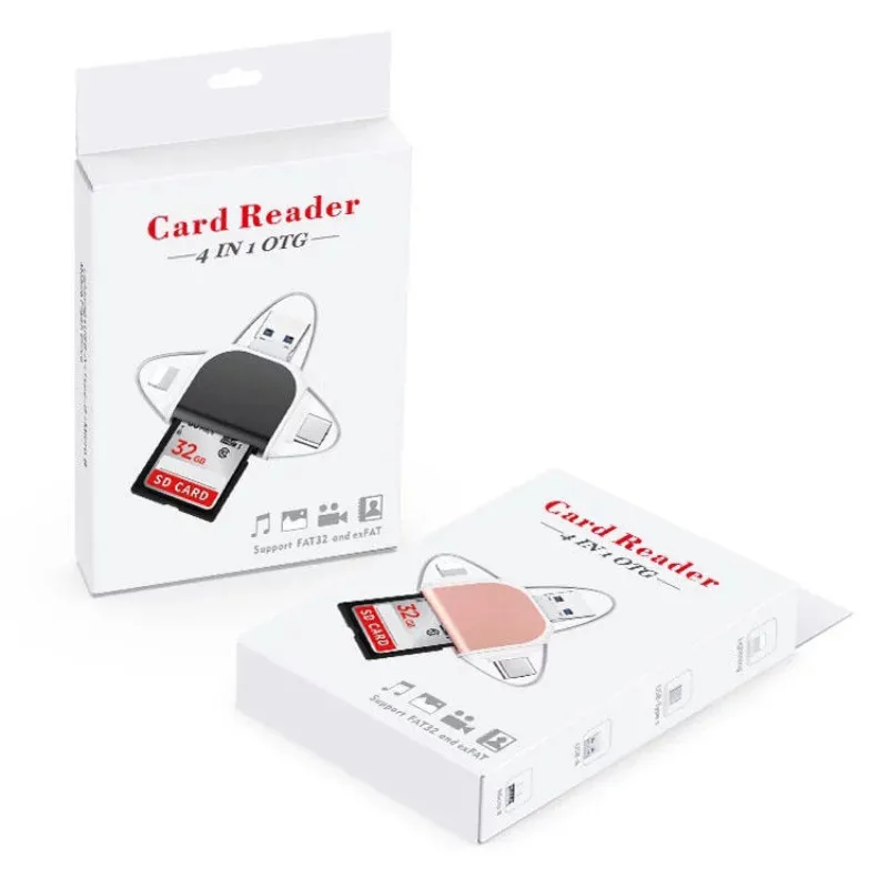 

4 in 1 OTG Card Reader Micro USB USB C Memory Card Adapter Micro SD TF Card Reader for iPhone X 6 7 8 Samsung S8 Android Phone