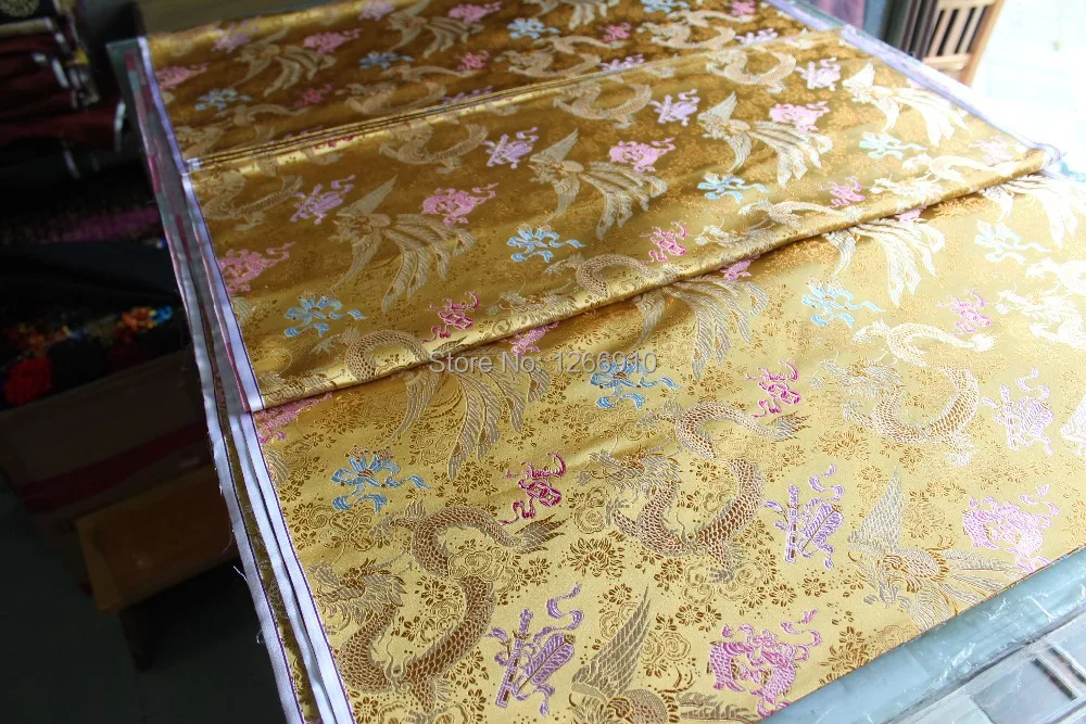 Китайская шелковая парча тканая Дамасская ткань cheongsam Подушка золотой цвет