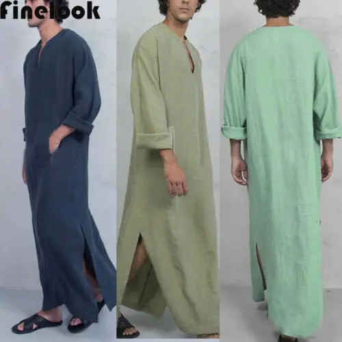 Мода Saudi tobe для мужчин Galabeya Thoub Abaya халат Dishdasha Арабский Кафтан мусульманская