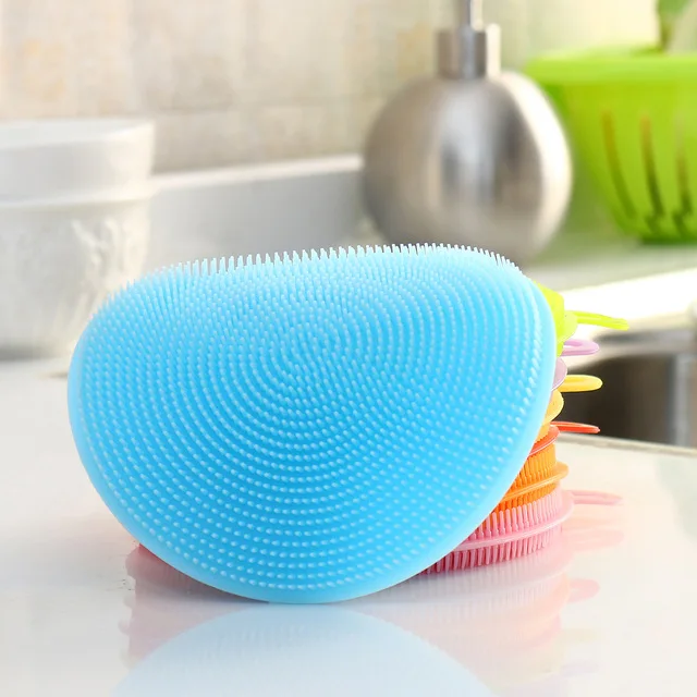 Blue Чистящие щетки силиконовая щетка для мытья посуды губка щетка для мытья посуды щетки для мытья кастрюля, миска, сковорода мыть очиститель для инструмента - Цвет: Blue