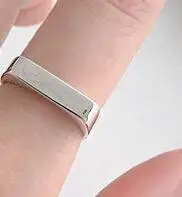 SHANICE 925 пробы Серебряное Открытое кольцо INS минималистичное геометрическое прямоугольное гладкое кольцо для лица панк модное ювелирное изделие аксессуар - Цвет основного камня: silver flat