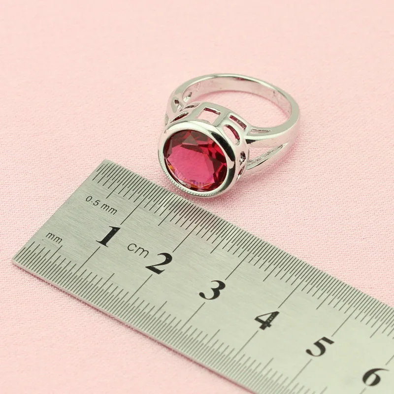 Красный кубический цирконий серебряный цвет Женские Ювелирные наборы Ожерелье