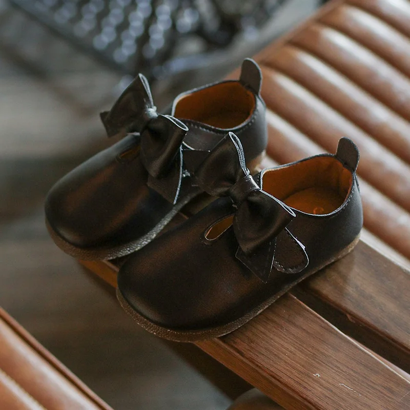 Mumoresip-zapatos planos de piel sint&eacute;tica para ni&ntilde;a, calzado suave con lazo de princesa, informales, para fiesta de boda, oto&ntilde;o-2