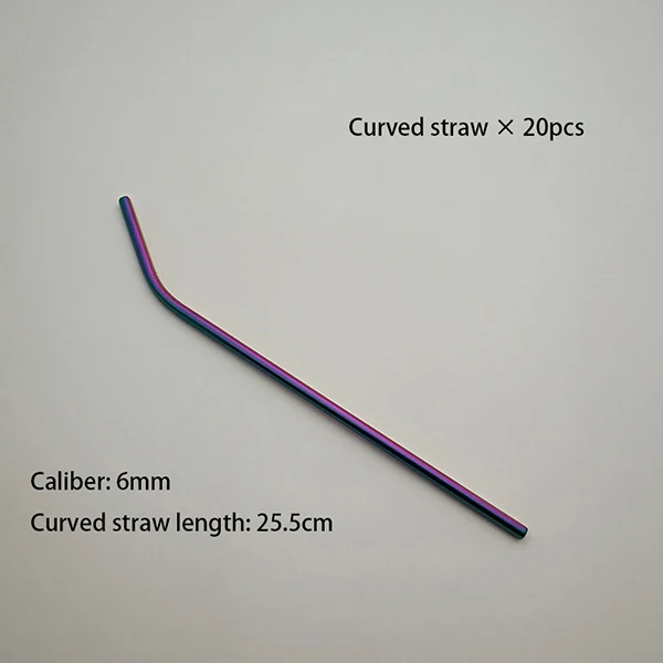 Rainbow Curved Горячая 20 шт многоразовая длинная металлическая соломинка высокого качества 304 из нержавеющей стали питьевой тюбик для очищающего средства щетка sorbete de acero неизбежная - Цвет: Rainbow Curved
