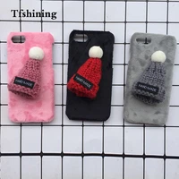 tfshining cute case for iphone x 8 7 6 6s plus lovely winter plush furry 3d knitting hat christmas case cover for iphone7 8 plus