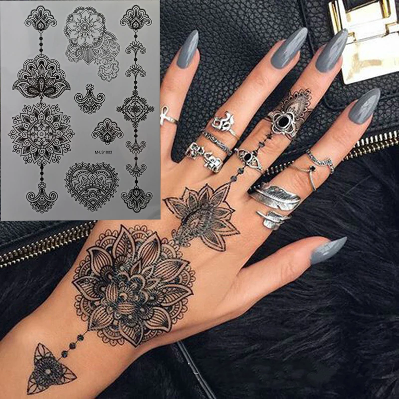 Черная хна временная татуировка для рук вдохновленные наклейки на тело|tattooed lady