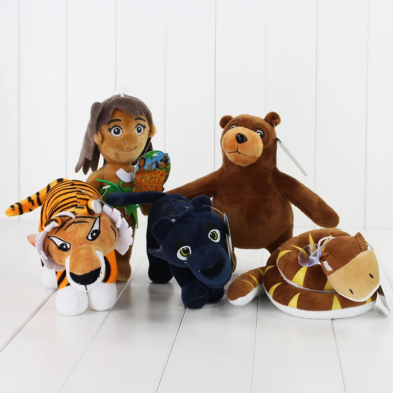 5 шт./лот Книга джунглей плюшевые игрушки Mowgli Тигр Змея медведь Леопард Фэнтези