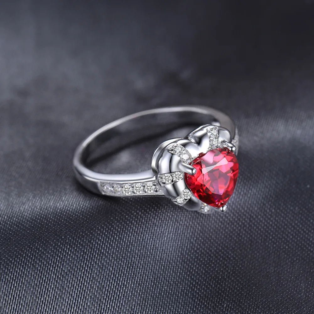 JewelryPalace сердце любовь 1.86ct создан Красные Рубины Обручение кольца для Для женщин