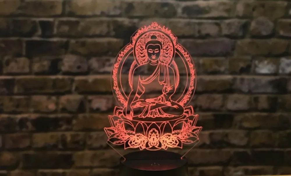 Sakyamuni Будда 3D иллюзия Лампа Usb сенсорный дистанционный Bluetooth динамик светодиодный