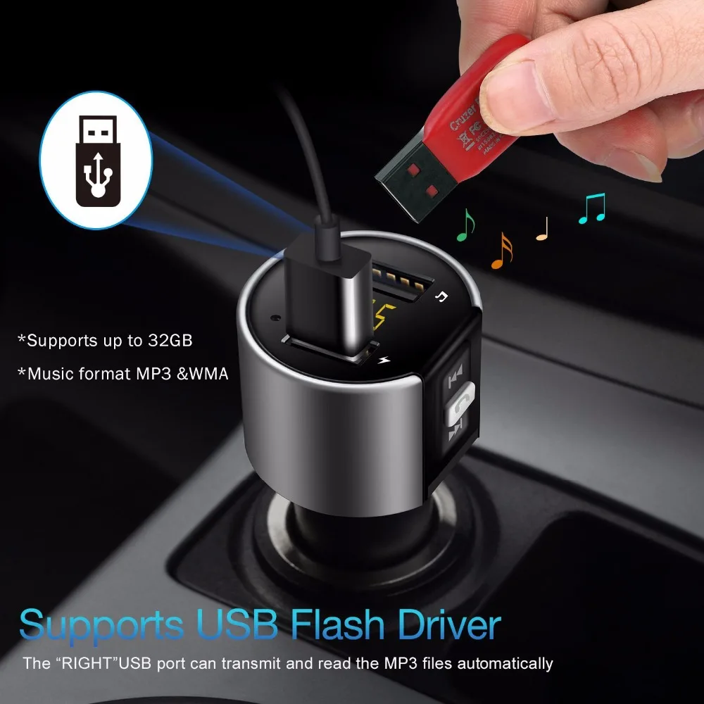 Fm передатчик Bluetooth автомобильный набор Handsfree авто Беспроводной A2DP музыка