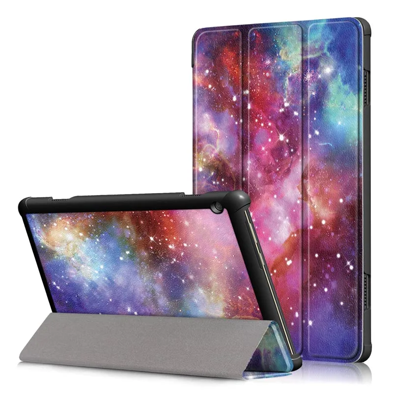 Galaxy Чехол для lenovo Tab M10 TB-X605F с красивым принтом, трехслойный Магнитный чехол Tab M10 M 10X605 X605f, защитный чехол для планшета - Цвет: Galaxy