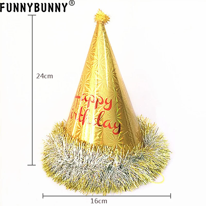 Праздничные шапки FUNNBUNNY с бахромой из фольги ассорти для первого дня рождения