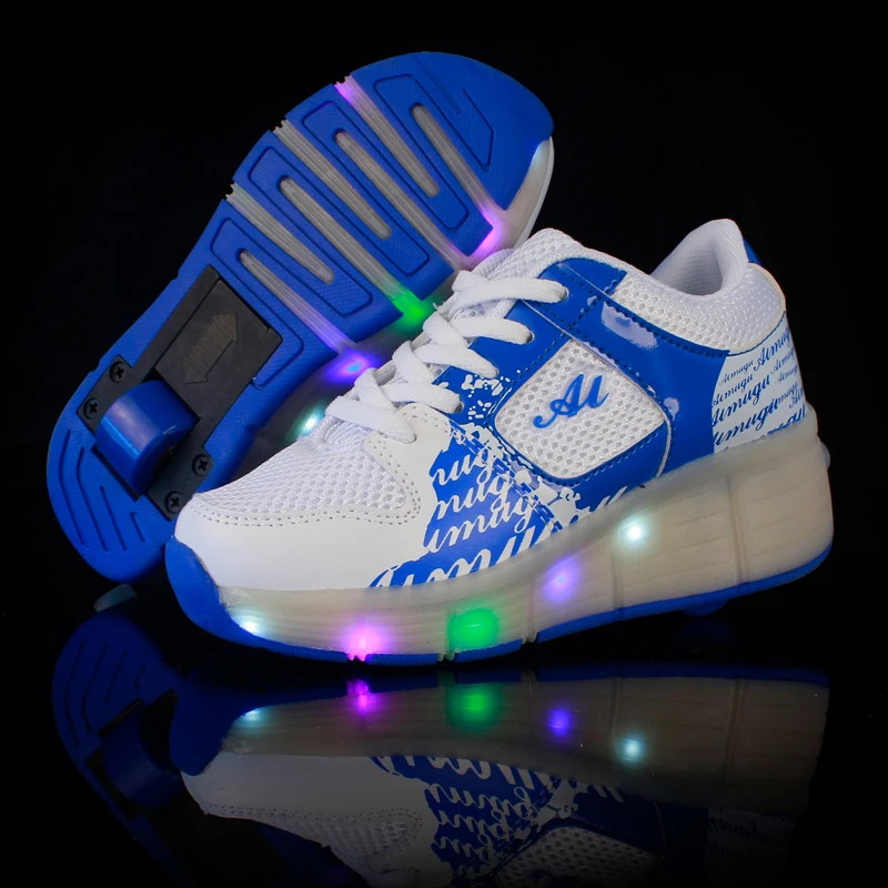 New Black Cheap Child Fashion Girls Boys LED Light Roller Skate Shoes For Children Kids Sneakers With Wheels One wheels | Детская одежда