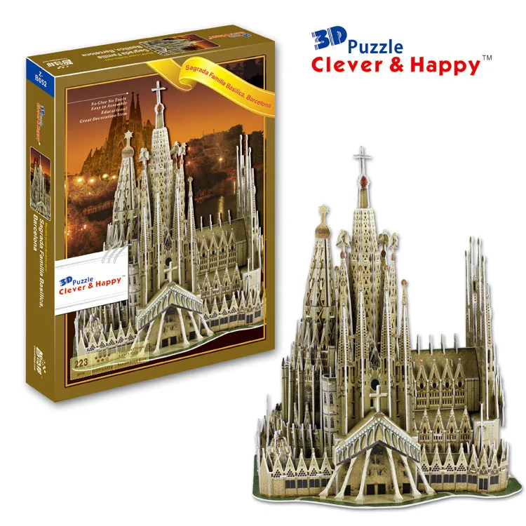 Sagrada Family Развивающие игрушки знаменитая архитектурная модель 3D Пазлы для взрослых Осака Пелес Бран замок Las Ventas игрушки для детей - Цвет: Sagrada Family