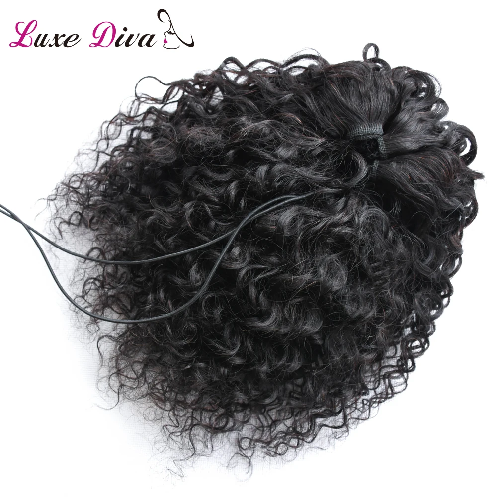 LD натуральные черные волосы Remy 1 шт. зажим в хвостиках шнурок 100% продукты