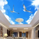 Пользовательские 3D обои Домашний Декор голубое небо белые облака летящая птица потолочные фрески Обои в гостиную для Спальня стены 3D