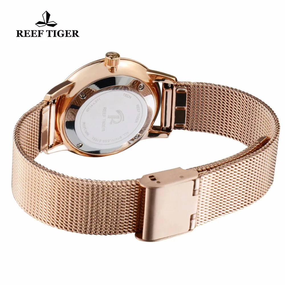 Reef Tiger/RT Роскошные винтажные часы ультратонкие парные кварцевые для женщин