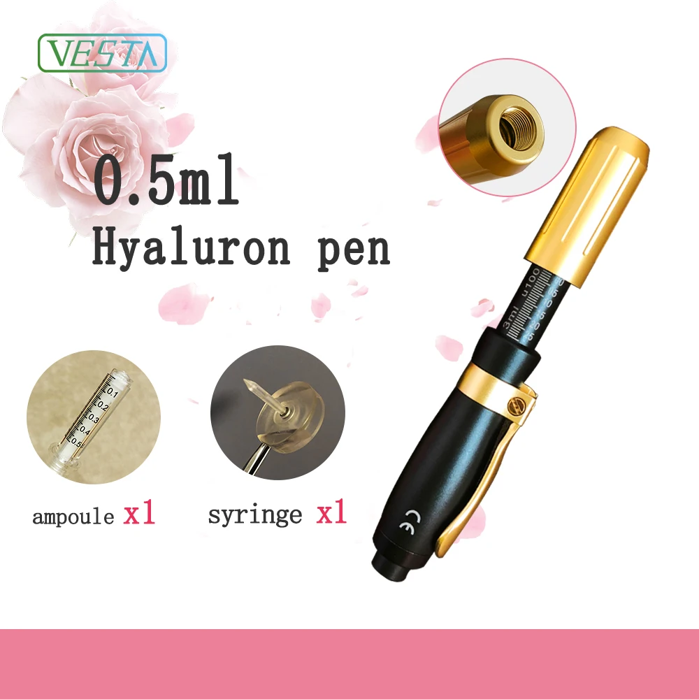 Black-gold 0.3ml-1 Vesta 2 в 1 гиалуроновая шприц-ручка новейший дизайн Лидер продаж высокое давление без иглы Гиалуроновая кислота ручка для губ лицо наполнитель - Номер модели: Black-gold 0.3ml-1