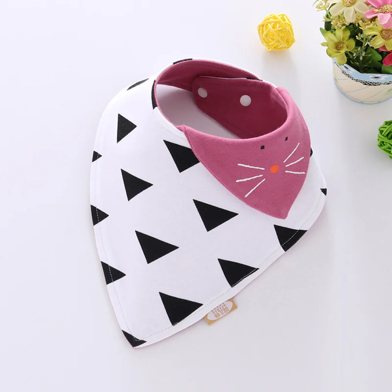 3 PCS Cute Baby Bibs Cat Cow Tiger Cartoon Cotton Soft Newborn Months Towel 3D Pattern Kids Trangle For Boy Girls | Детская одежда и