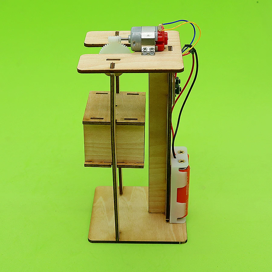 DIY деревянный Электрический подъемник модель Science Kits игрушки креативный ручной