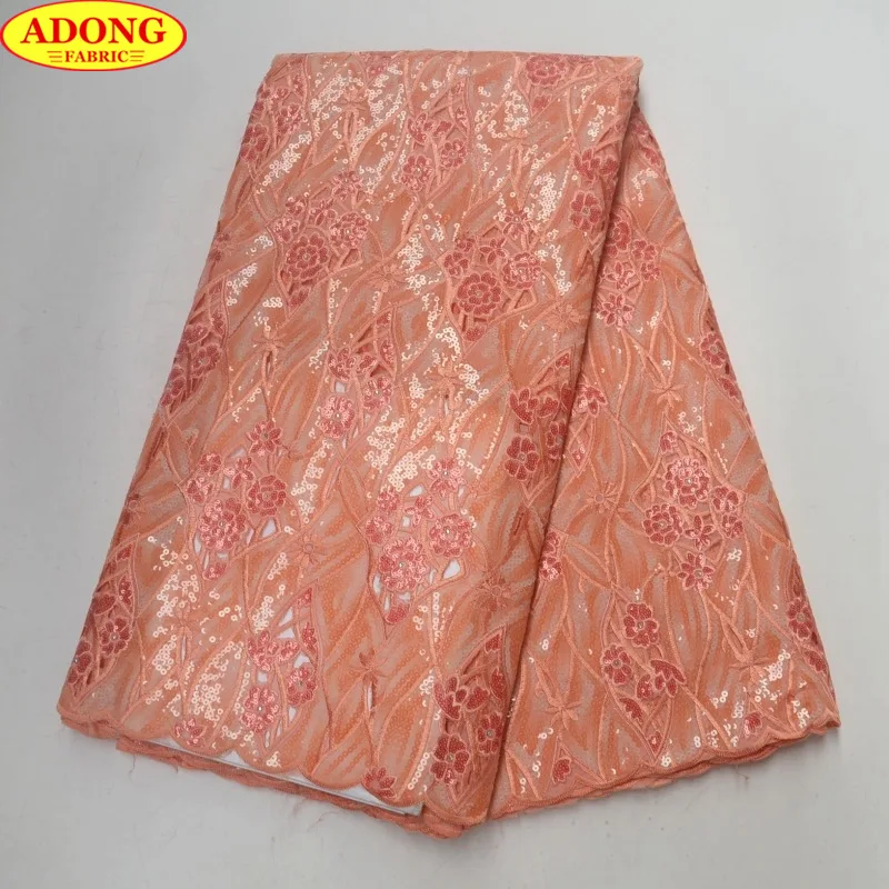 ADONG New Arrival French Lace Fabrics 2018 African Tulle Fabric Appliqued lots Sequins Cord with Stone | Дом и сад