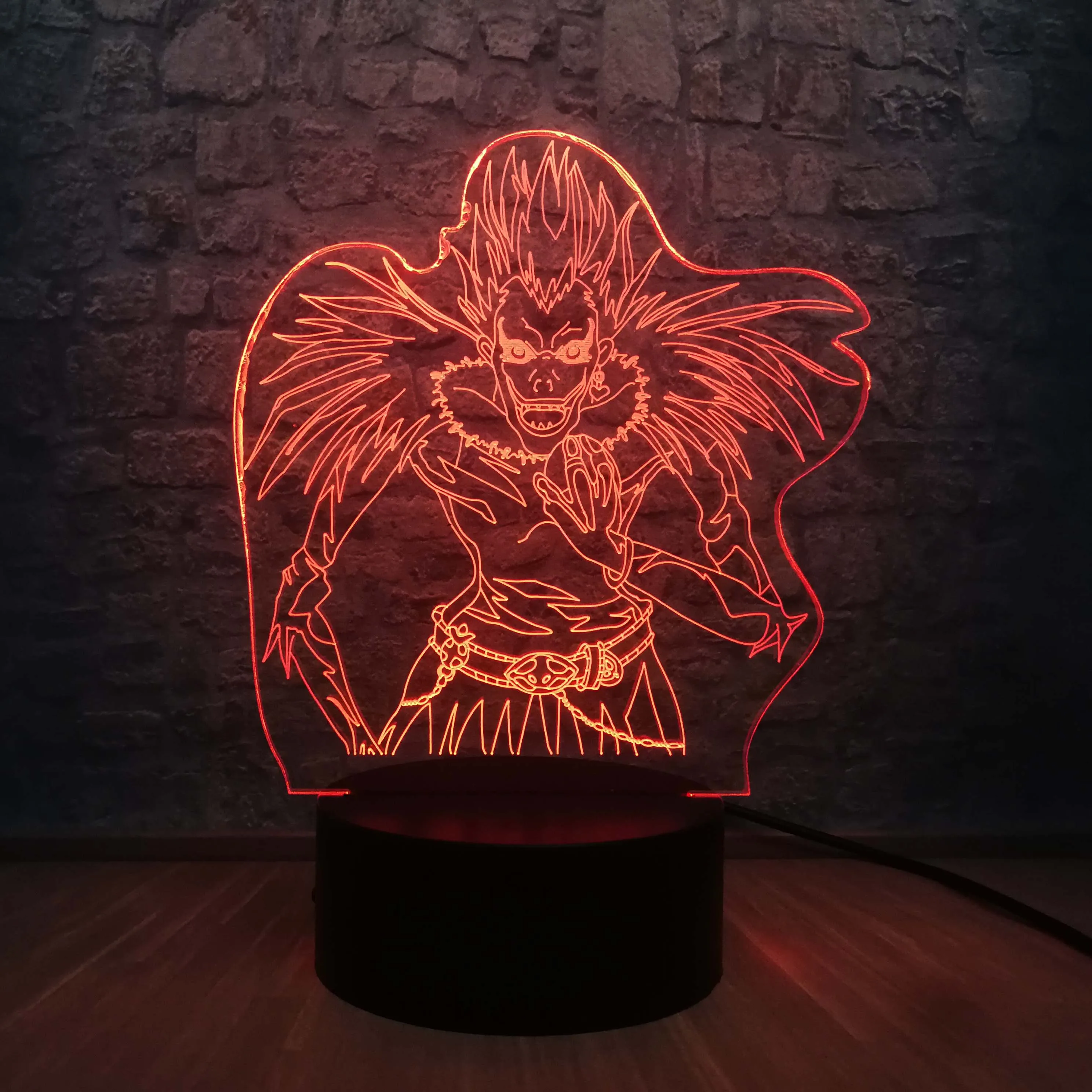 Death Note Ryuuku экшн фигурки 3D иллюзия настольная лампа 7 цветов меняющий ночной