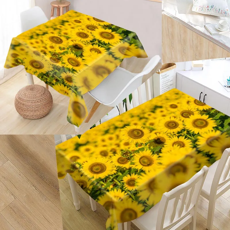 Современная Пыленепроницаемая скатерть под заказ с 3d-изображением подсолнуха