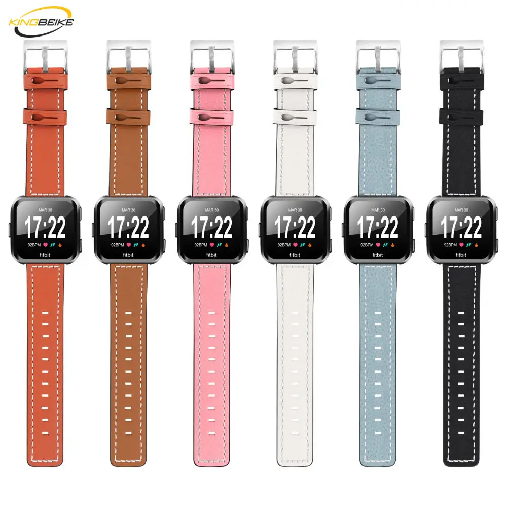 KINGBEIKE мягкий кошелек из натуральной кожи Ремешки для наручных часов Fitbit Versa умный
