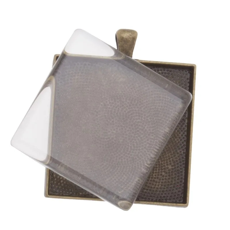 

35*35mm Top Quality Square Crystal Clear Glass Cabochons Frame Pendant Cover For Jewelry Making,Thickness 5.5mm,20 pcs/lot-C3691