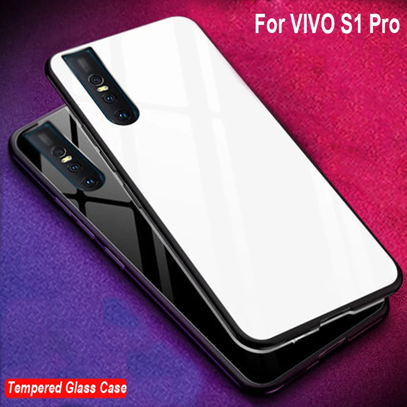 Чехол из закаленного стекла для VIVO S1 Pro градиентный цвет задняя крышка S 1 Мягкие