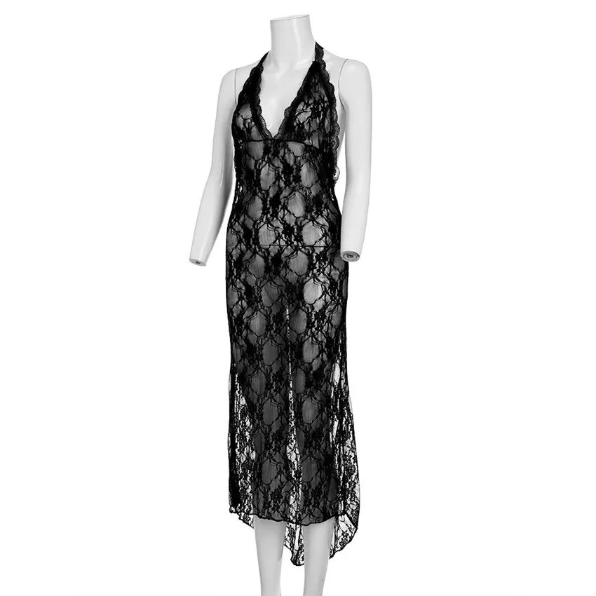 Летнее Сексуальное Женское кружевное длинное платье Babydoll, женское белье, ночная рубашка с длинным рукавом, сорочка de nuit femme, ночная рубашка, одежда для сна