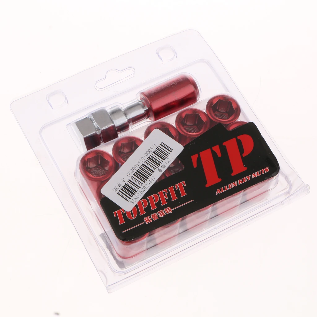 

16 штук Колесные гайки с 1 ключом, желудь, колесные гайки, открытые 12x1,5 красные