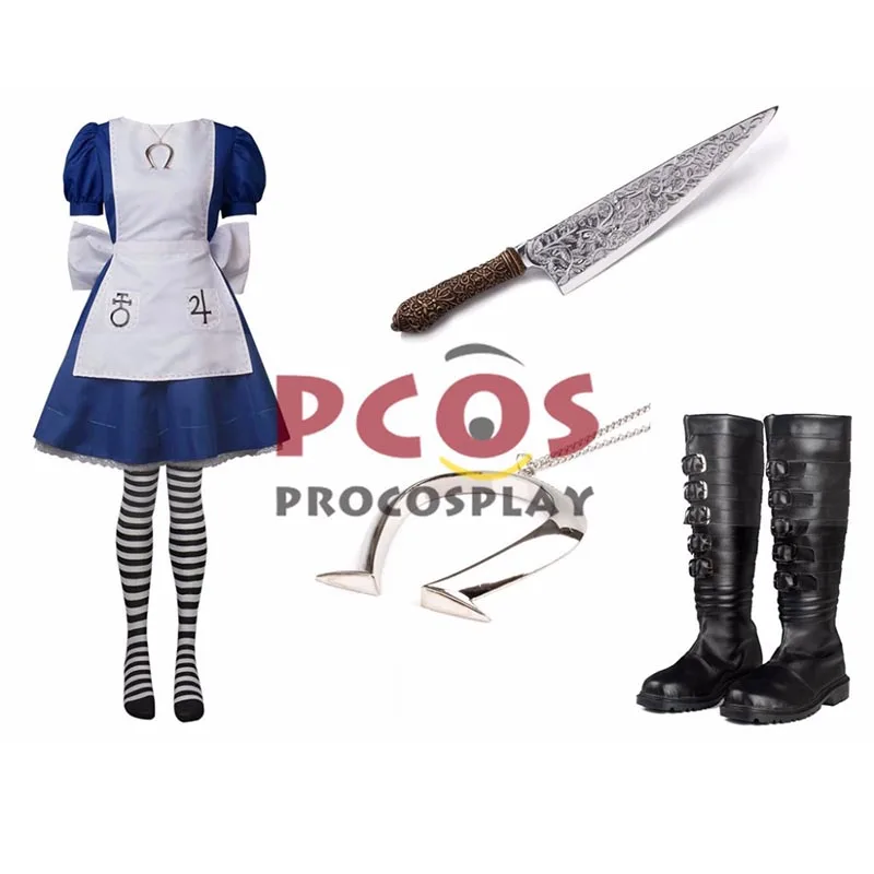 Лучший комплект ~ Alice: Madness Returns классический костюм для косплея Алисы ожерелье