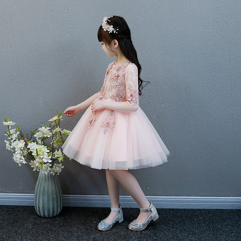 KICCOLY 2018 Elegant Girl Pink Tulle Dress Appliques First Communion Baby Formal Wedding Flower Gown | Детская одежда и обувь