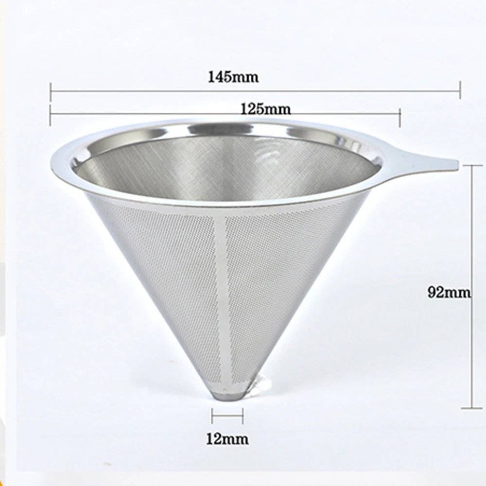Безбумажный фильтр для кофе капельницы из нержавеющей стали металлический конус