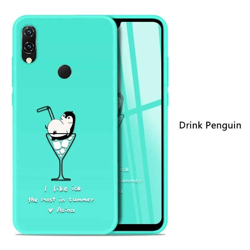 Силиконовый чехол для Xiaomi Redmi Note 7, чехол с милыми животными, котом, Кроликом, матовый чехол, 3D рельефный бампер для Redmi 5 Plus Note 5 6 Pro 6A - Цвет: Drink Penguin