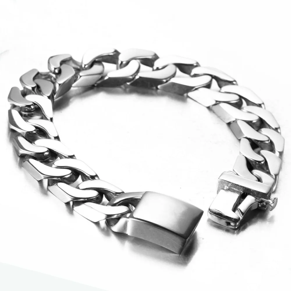 

New Arrive 316L Stainless Steel Silver Color Miami Cuban Curb Chain Mens Womens Bracelet Bangle 8.66"*12mm 56G Fashion Gift Hot