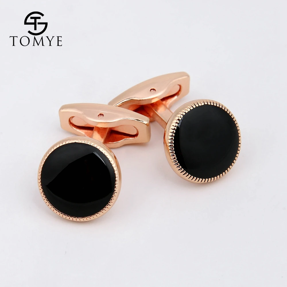 

Cufflinks for Men TOMYE XK19S061 High Quality Classic Round Rose Gold Formal Business Dress Shirt Cuff Links for Gifts