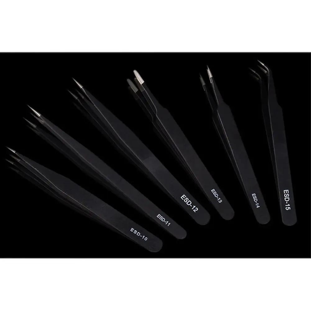 Litake Safe Stainless Steel Anti-static ESD Tweezers Industrial Precision Pointed Elbow Curved Straight |