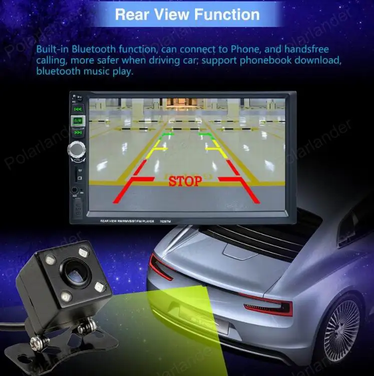 

7 inch Bluetooth car radio 9 languages AUX IN USB TF touch screen MP5 with rear camera android phone screen mirroring stereo