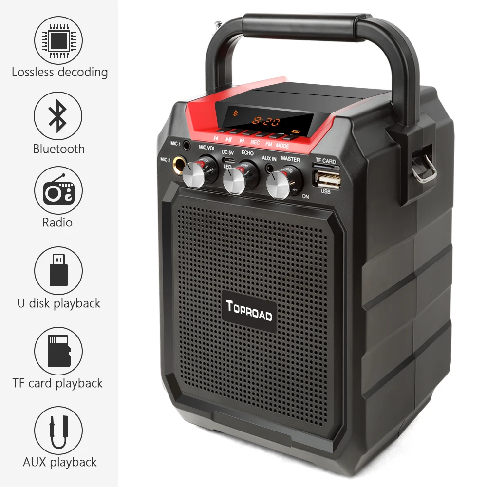 Bluetooth Колонка TOPROAD портативная с поддержкой TF AUX FM USB|Портативные колонки| |