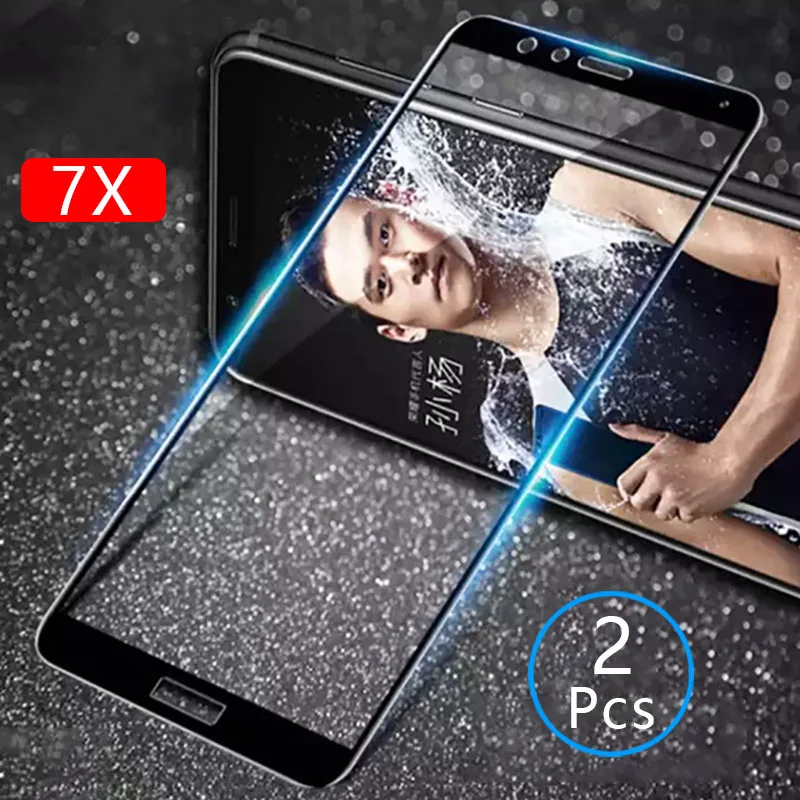 2 шт. Защитное стекло для Huawei Honor 7x закаленное защита экрана полное покрытие на Bnd