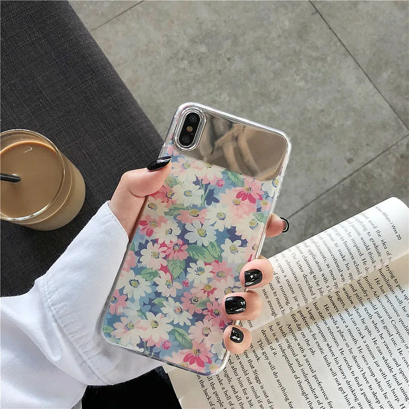 GlamPhoneCase зеркальный цветочный чехол для телефона iPhone X Xs Max XR 8 7 простой мягкий из