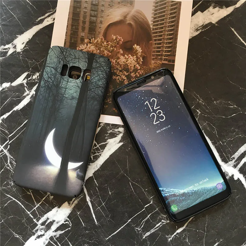 YAMIZOO светящийся чехол для Samsung Galaxy s7 s8 s9 Plus PC Moon On задняя крышка Edge Note 8 чехлы