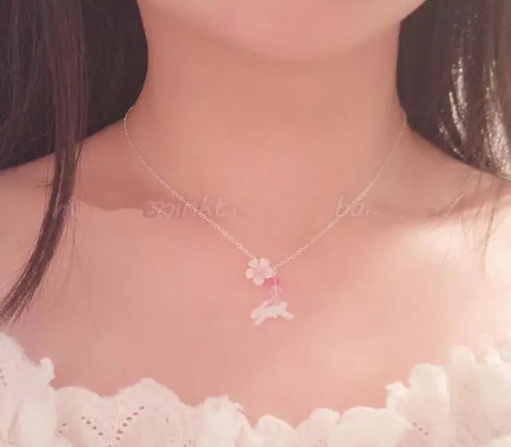 Ожерелье с подвеской в виде ракушки кролика сакуры розовый подарок для