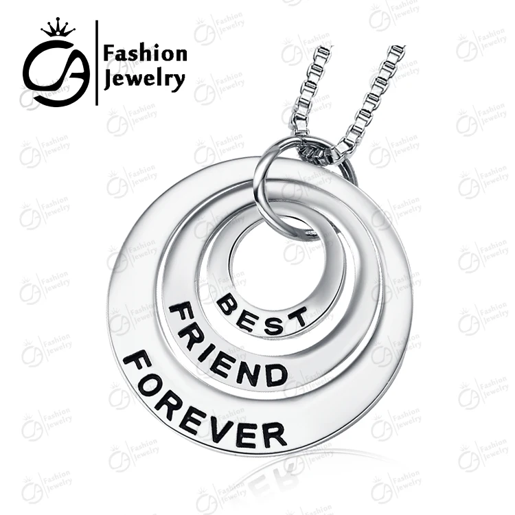 2015 Fashion Best Friends Forever Silver 3 Part Circle Dice Pendant Necklace Women Girls Gift Chain Jewelry #LN922 | Украшения и