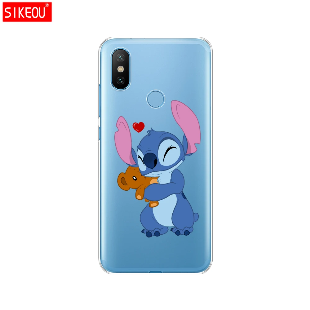 Silicone Cover Case For Xiaomi Mi 8 8SE A1 A2 5 5S 5X 6 Mi5 MI6 NOTE 3 MAX Mix 2 2S cute hollow out cartoon Lilo Stitch |