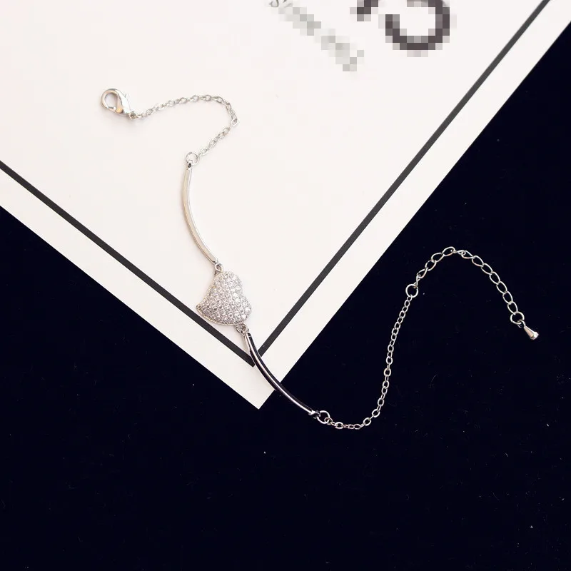 

OSHUER 2018 New High quality heart Rhinestone bracelet gold-color bracelet for women