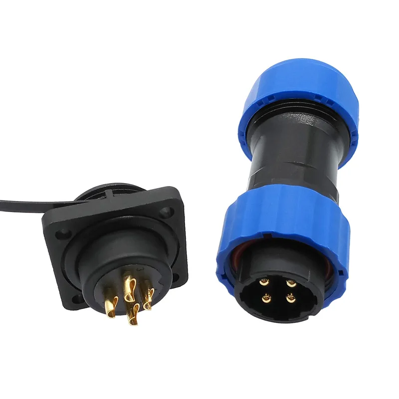 SP20 corrugated pipe IP68 waterproof connector plug and flange socket 2pin 3/4/5/6/7/9/10/12/14Pin | Connectors